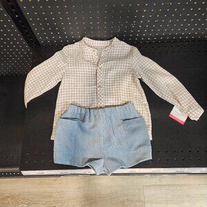 Del Sur Boys Window Pane Shirt and Shorts 4T